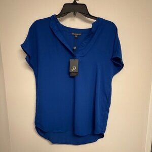 Adrianna Papell Dolman Cap SLV V-Neck Blouse Sapphire Small